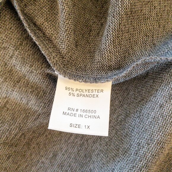 Emily Daniels 1X Metallic Silver Swirl Print Gray 3/4 Sleeve Tunic Top - Picture 5 of 5